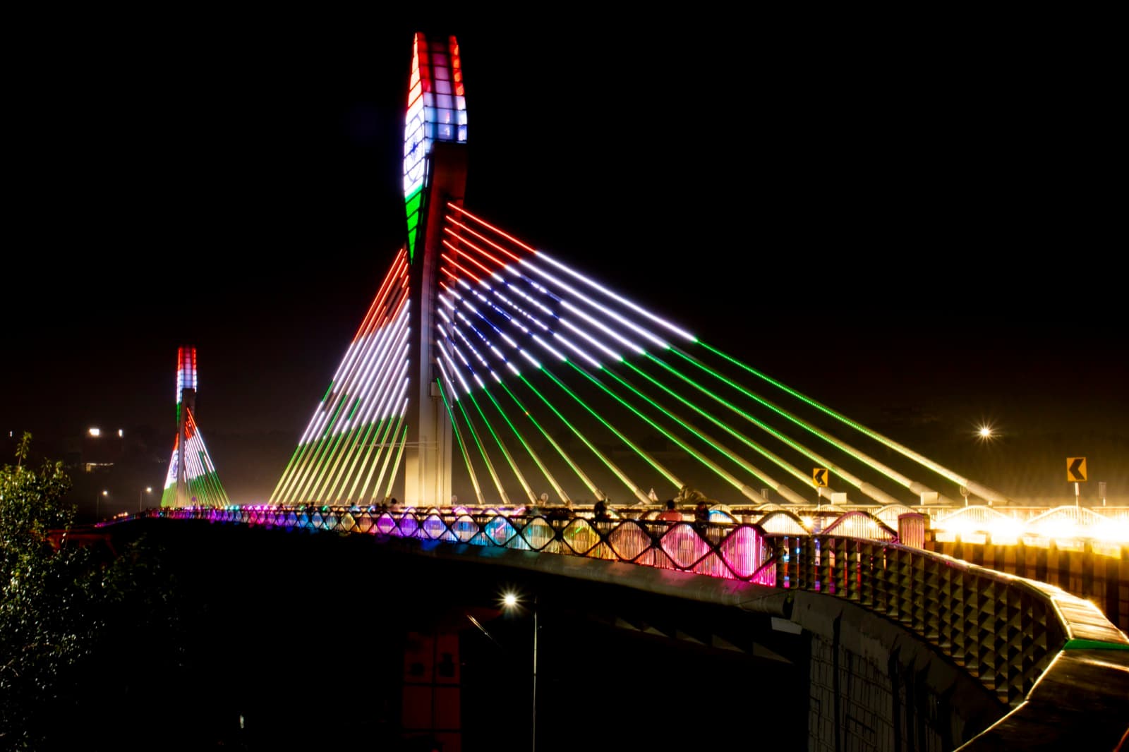 Durgam Cheruvu cable bridge near Madhapur — the west-side lake belt between Kondapur and Madhapur